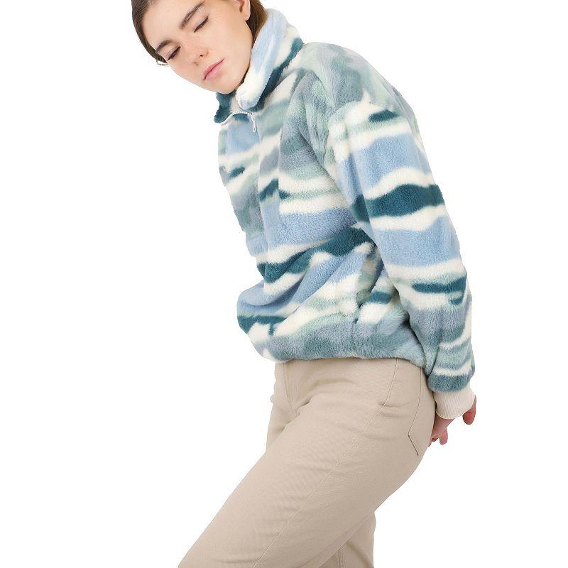 Women's Mountain and Isles 1/2 Zip Faux Fur Pullover Top, Size: Small, Chalk Team Stripe Product Image