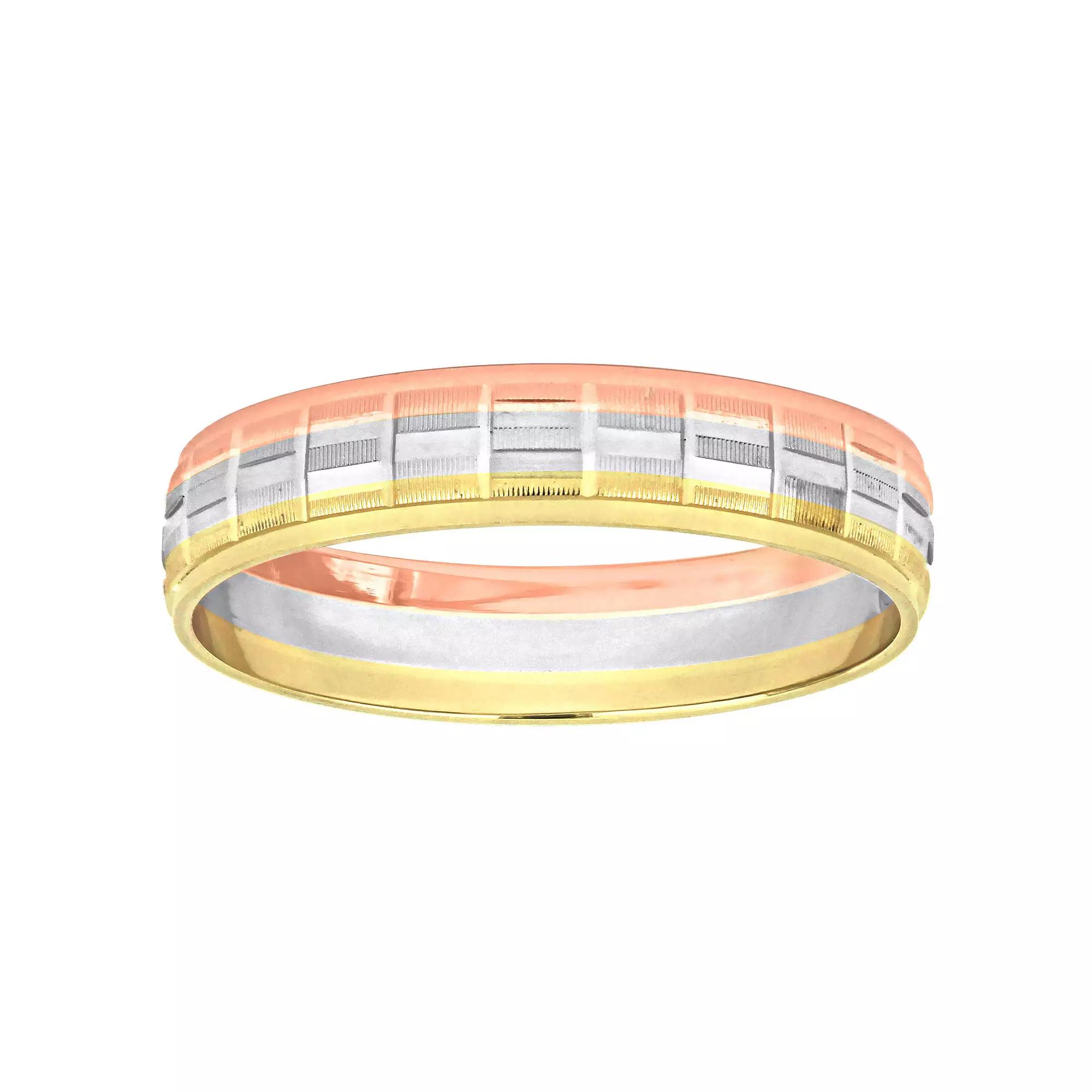 Stella Grace Tri-Tone 10k Gold 4 mm Woven Motif Wedding Band, Womens 10k  Tone Product Image