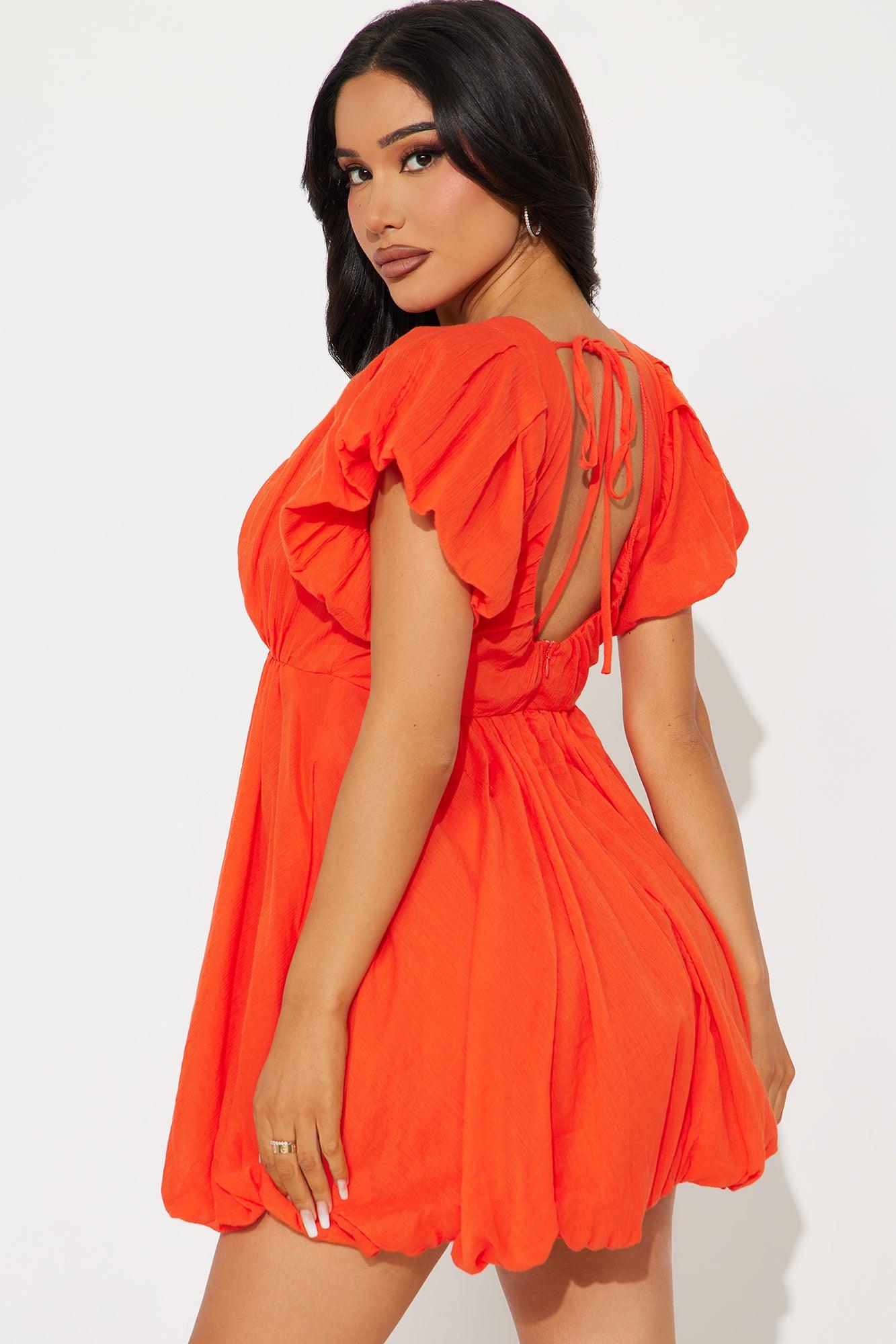 Fiona Short Sleeve Mini Dress - Tangerine Product Image