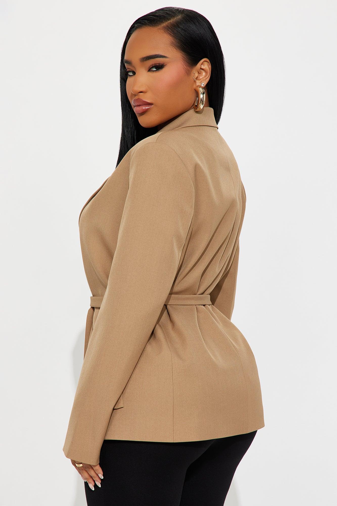 Darlene Belted Blazer - Khaki Female Product Image