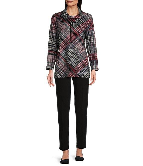 Ali Miles Brushed Stretch Knit Cowl Neck Long Sleeve Tunic Product Image