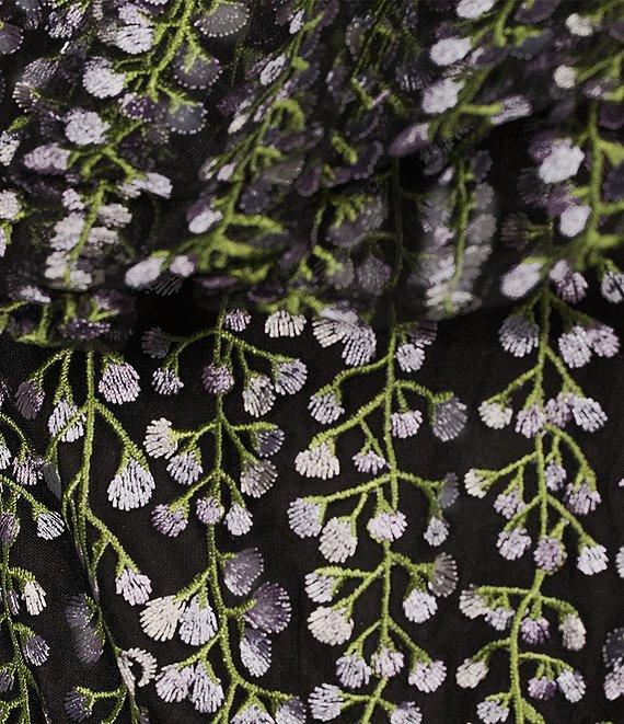 Kensie Embroidered Mesh Floral Print Off-The-Shoulder Neck Short Sleeve A-Line Mini Dress Product Image