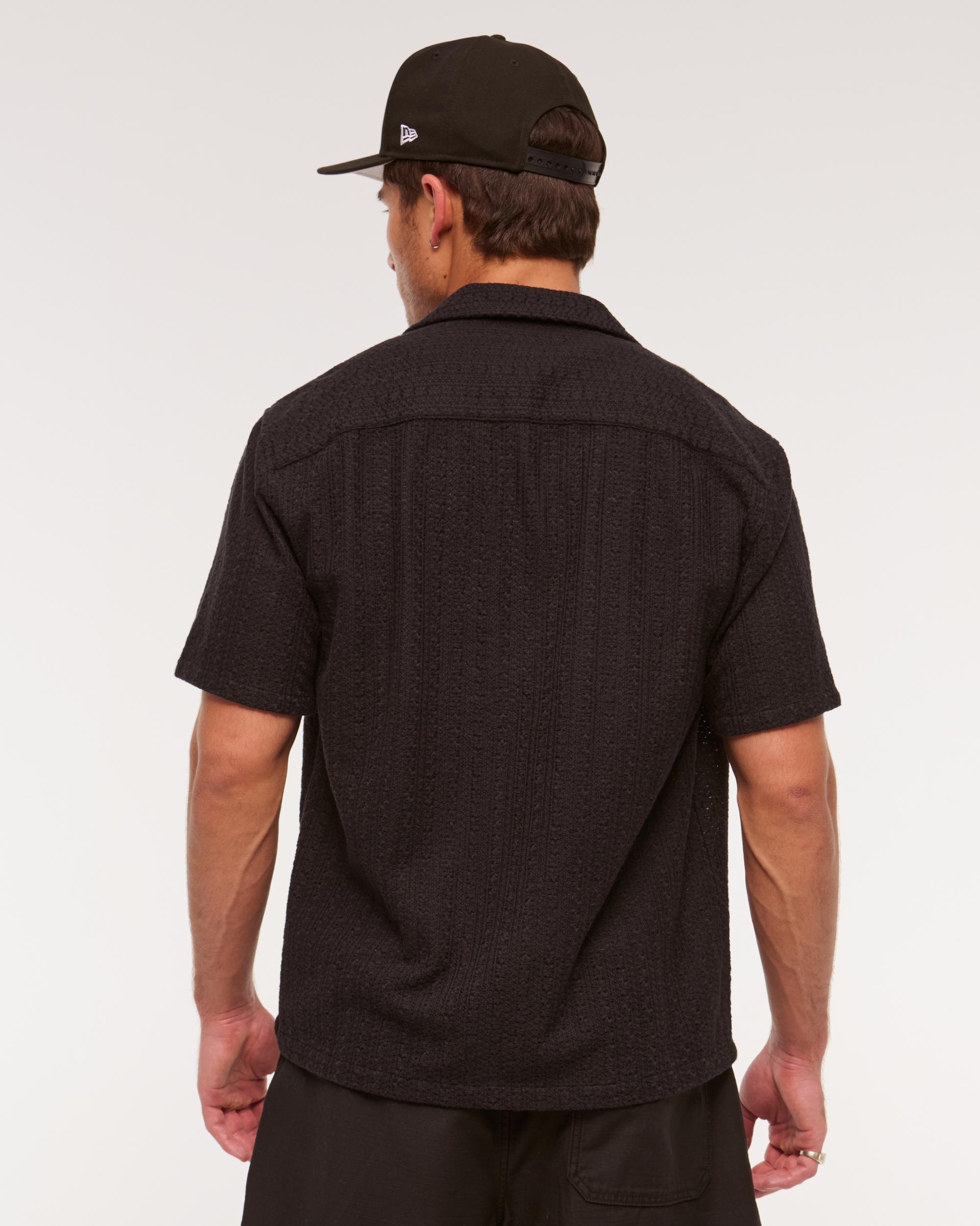 Camp Collar Cropped Lace Shirt Product Image