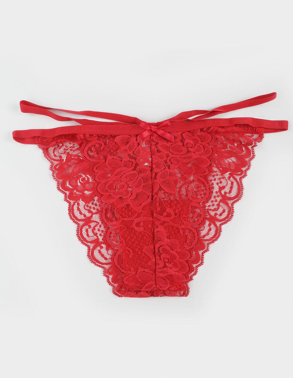 FULL TILT Double Side Strap Lace Cheeky Panties - RED Product Image