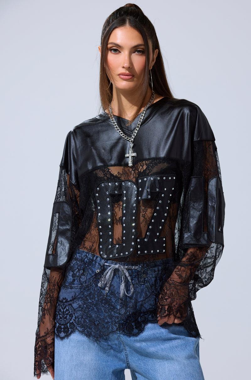 SHOW OFF LACE JERSEY TOP Product Image