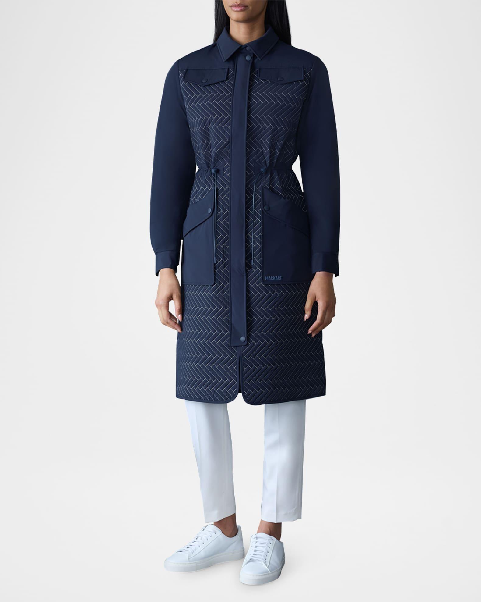 Chevron Quilted Long Down Coat Product Image