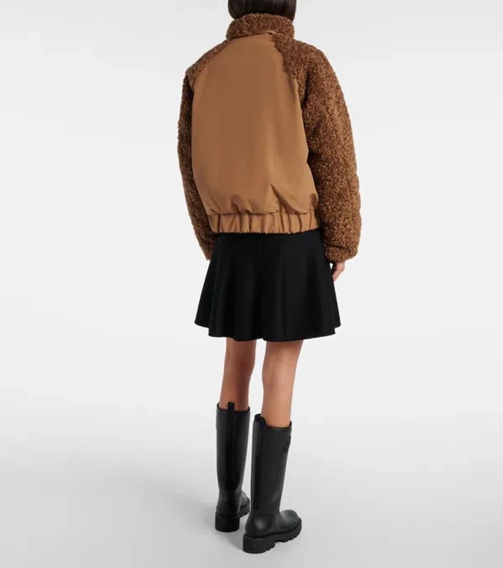 MONCLER Coligny Shell-trimmed Fleece Down Jacket In Brown Product Image
