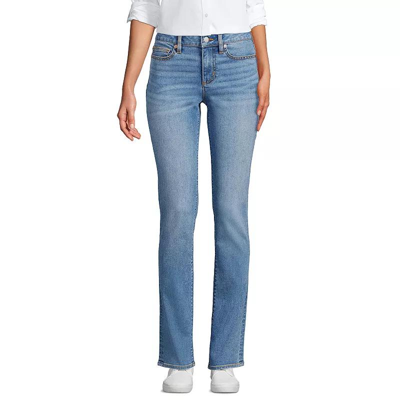Petite Lands' End Mid-Rise Straight Leg Jeans, Women's,  Product Image