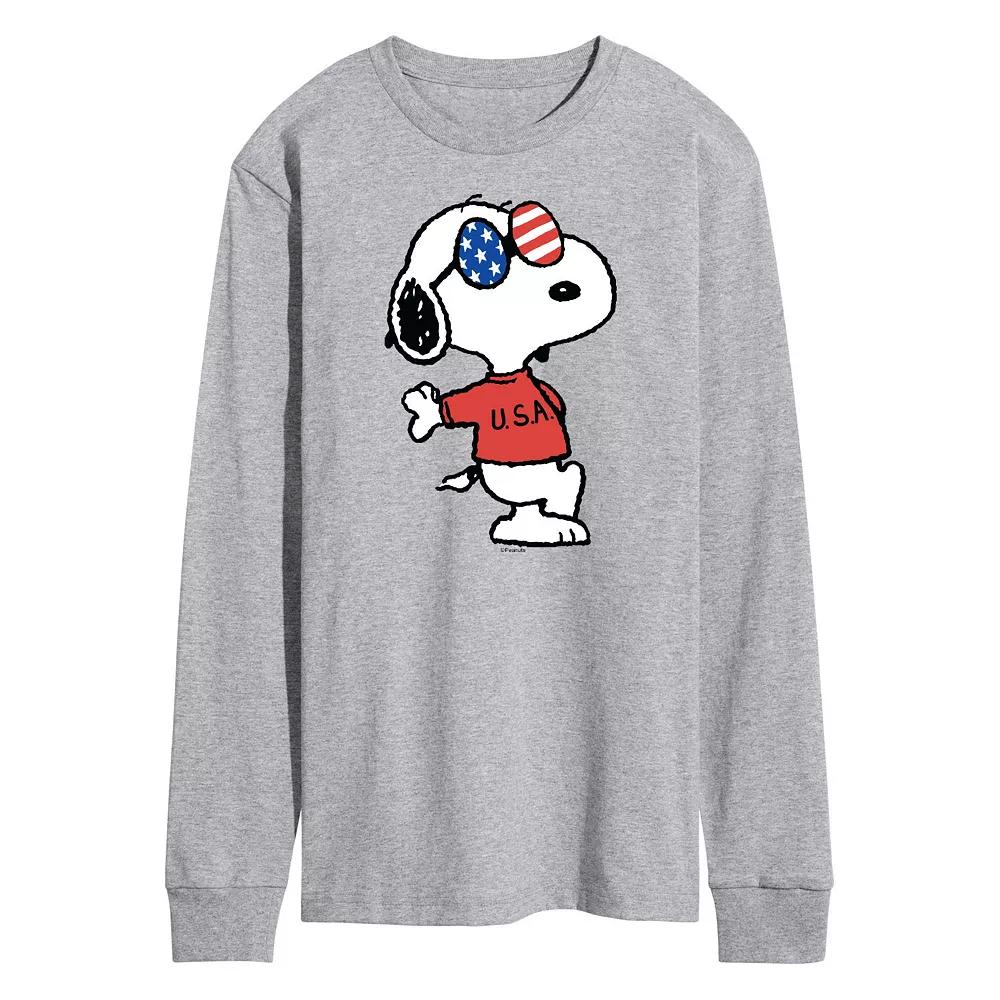 Men's Peanuts Americana Snoopy Long Sleeve Graphic Tee,  Product Image
