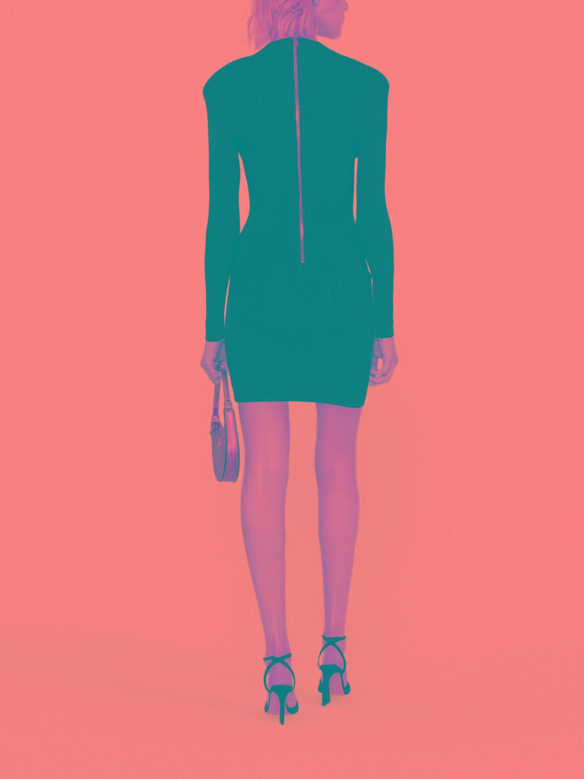 BALMAIN Mini Black Dress With Golden Buttons In Stretch Viscose Woman In Opa Noir Product Image