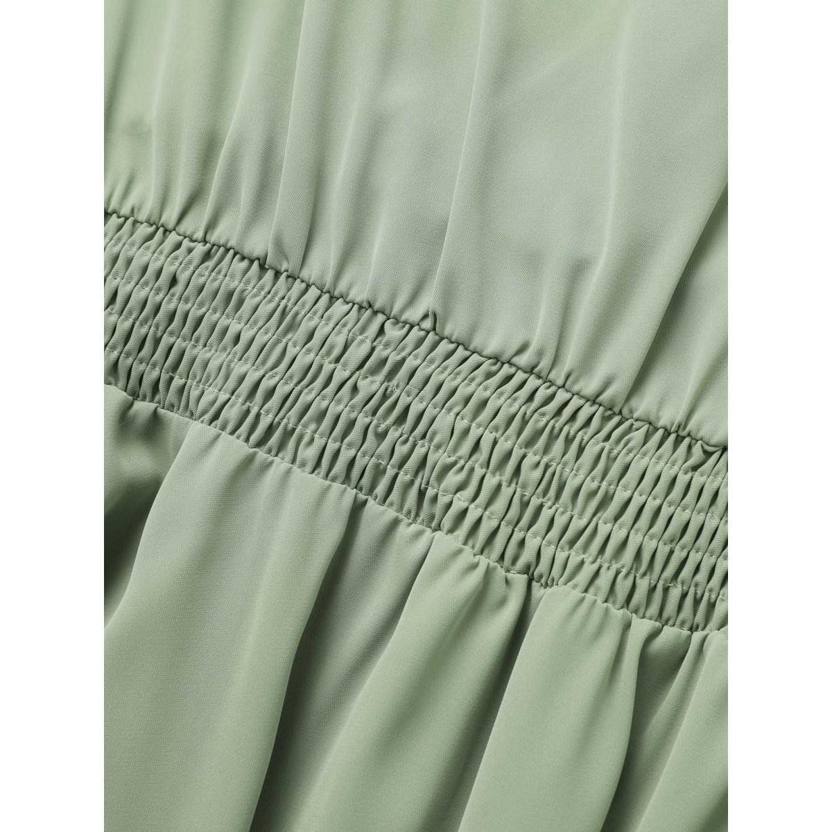 Plus Size Square Neck Shirred Tiered Ruffle Sleeve Dress Palemauve Women Elegant Tiered Square Neck Short sleeve Curvy BloomChic 30/6X Product Image