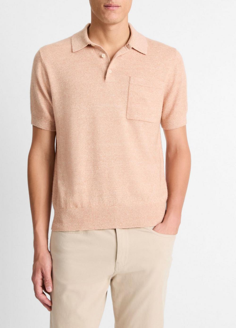Linen, Wool & Cashmere Polo Sweater Product Image