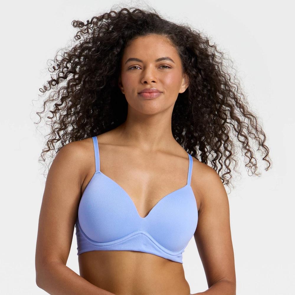 Women's Seamless Wirefree Push Up Bra - Wild Fable™ Light Blue S Product Image