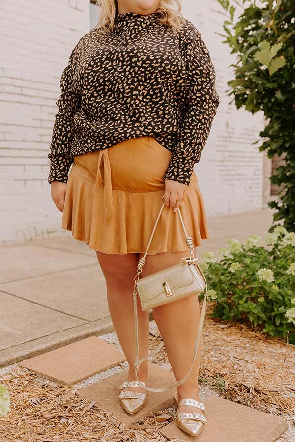 The Arlet High Waist Faux Suede Skort Curves Product Image