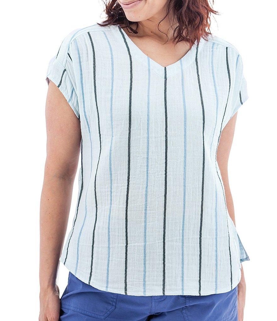 Aventura Kelford Striped V-Neckline Short Sleeve Top Product Image