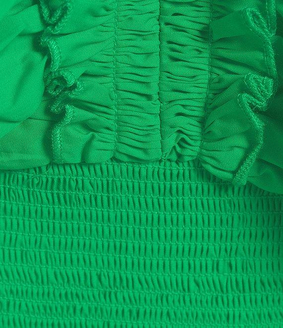 Adrianna by Adrianna Papell Ruffle V-Neck Smocked Waist Sleeveless Midi Dress Product Image