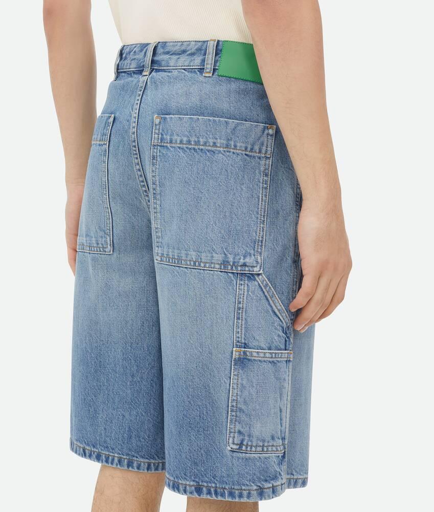 Men's Vintage Indigo Cargo Denim Shorts in Mid blue Product Image