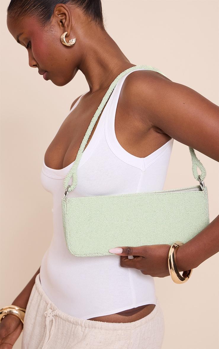 Lime Micro Beaded Shoulder Bag Product Image