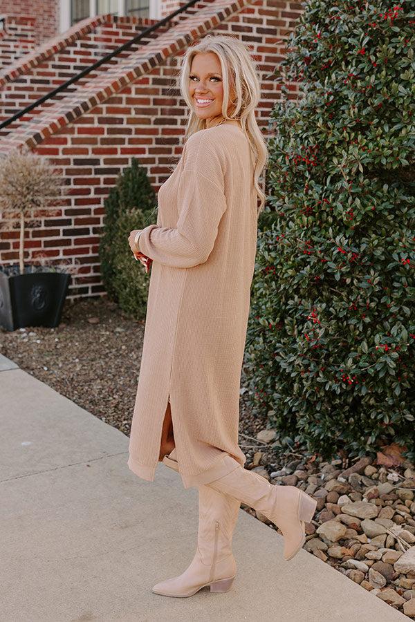 Fall Sentiments Waffle Knit Midi In Iced Latte Product Image