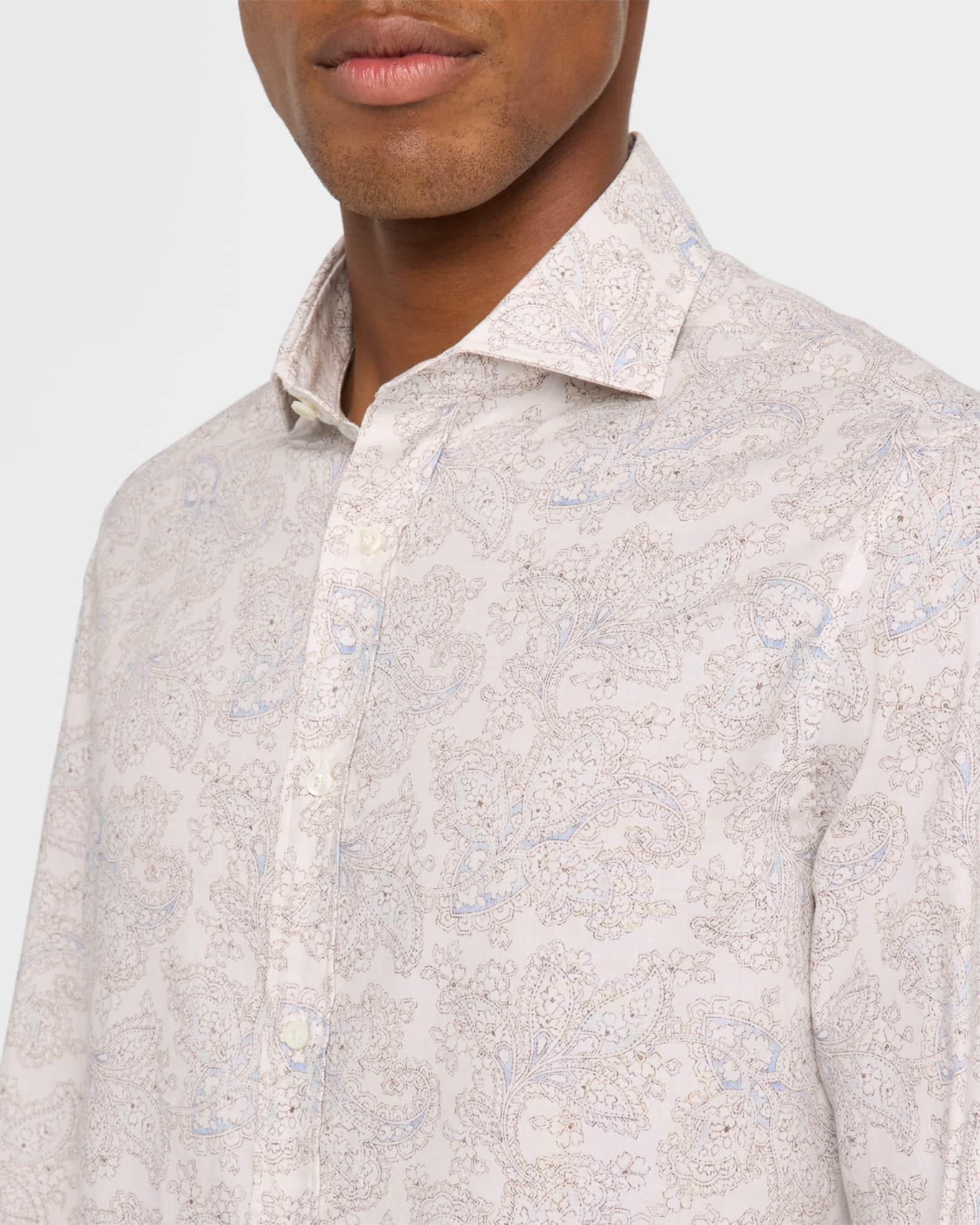 Men's Cotton Paisley Casual Button-Down Shirt Product Image