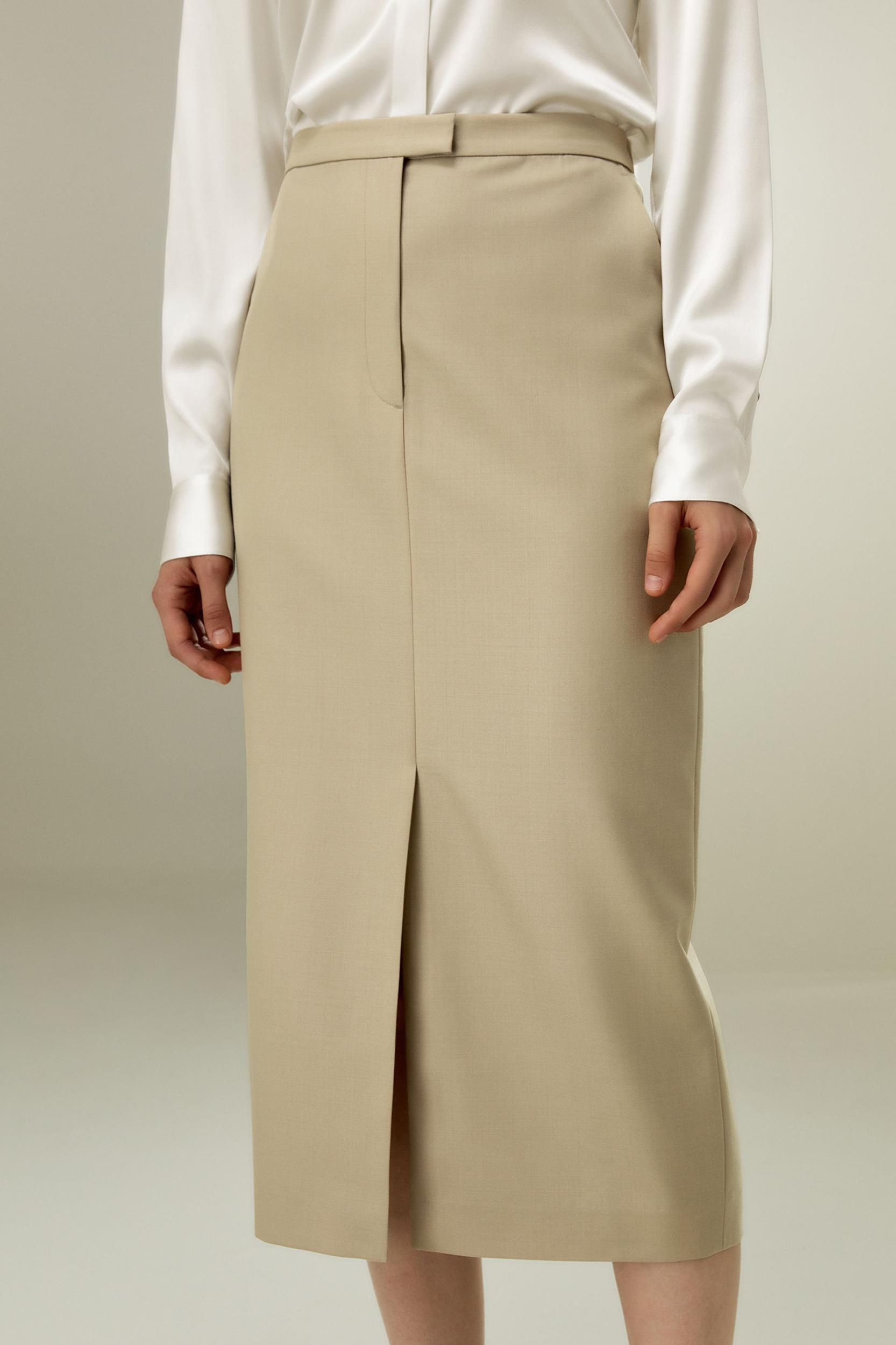 LILYSILK Wool Skirt - Female - Black Silk and Wool - Delicate Elastic Back Waist Skirt 6 Product Image