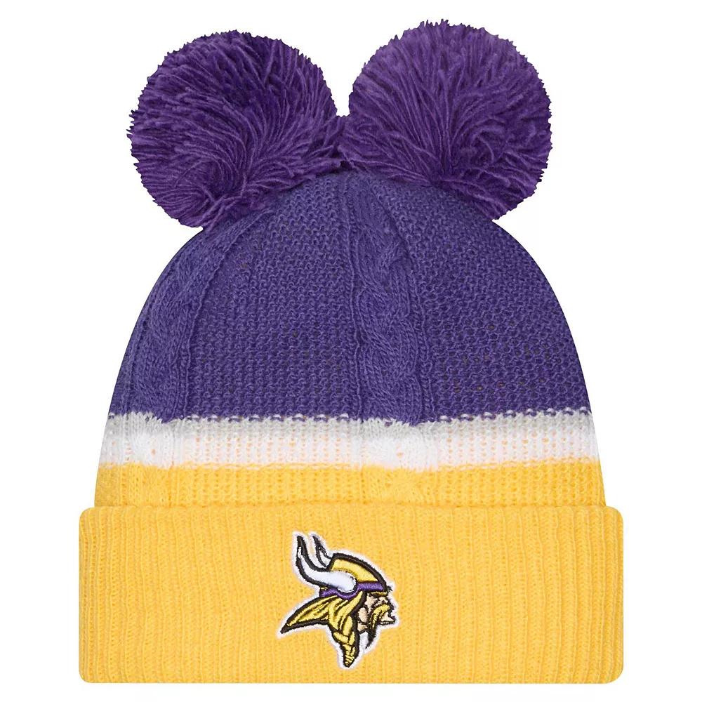Women's New Era  Purple Minnesota Vikings Double Bubble Cuffed Knit Hat with Poms Product Image