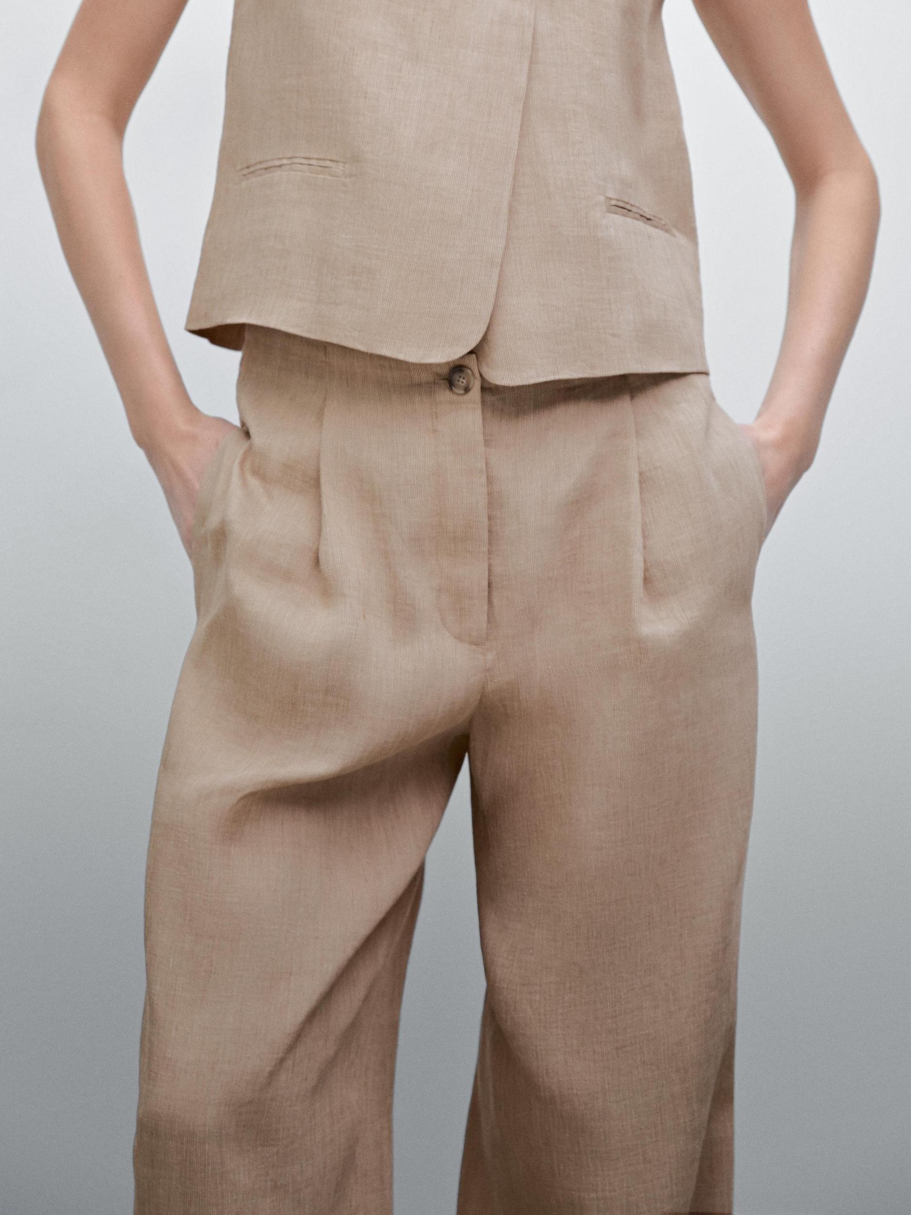 Flowing linen blend suit trousers Product Image