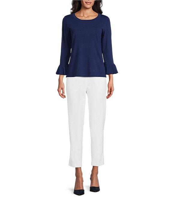 Investments 3/4 Flounce Sleeve Crew Neck Top Product Image