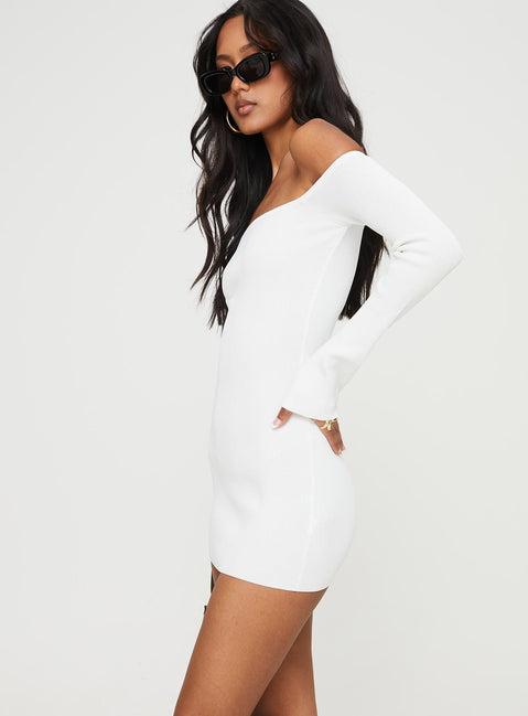 Parisa Long Sleeve Mini Dress White Product Image