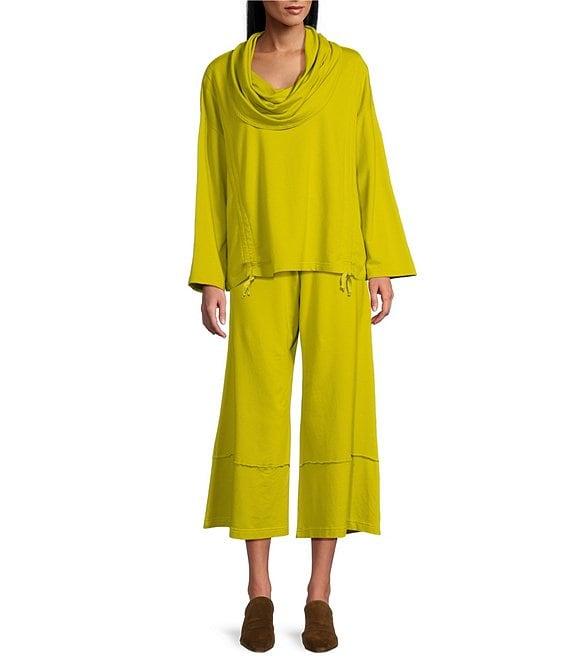 Bryn Walker Bamboo French Terry Elastic Waist Flare Leg Crop Pants Product Image