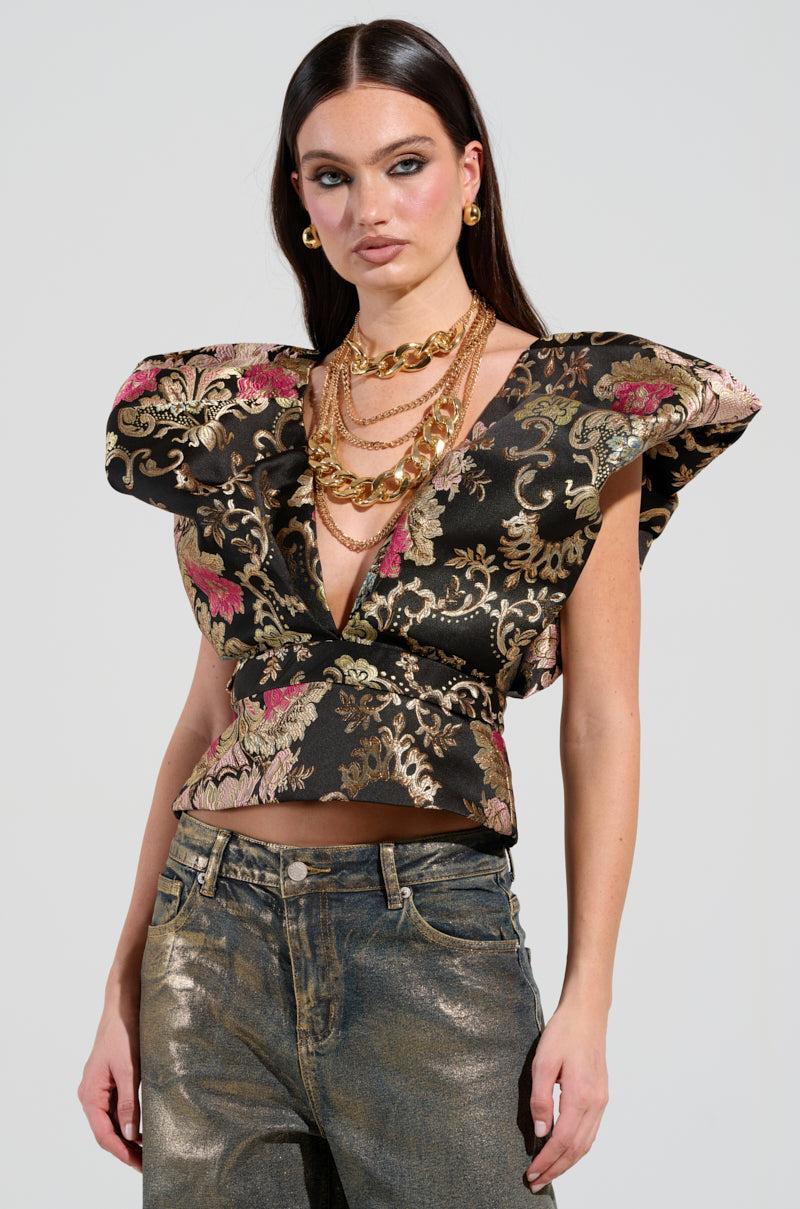 GET MY CLOSE UP FLORAL BROCADE BLOUSE Product Image
