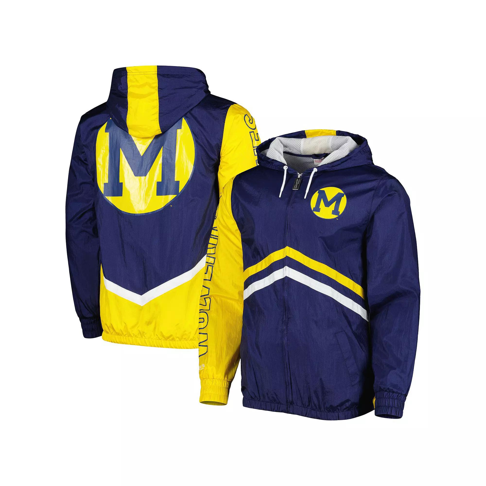 Men's Mitchell & Ness Navy Michigan Wolverines Undeniable Full-Zip Windbreaker Jacket, Size: XL, Blue Product Image