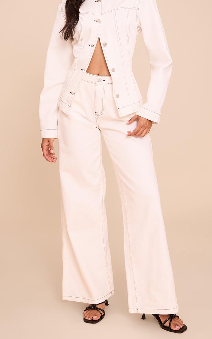 White Mid Waisted Denim Jeans Product Image