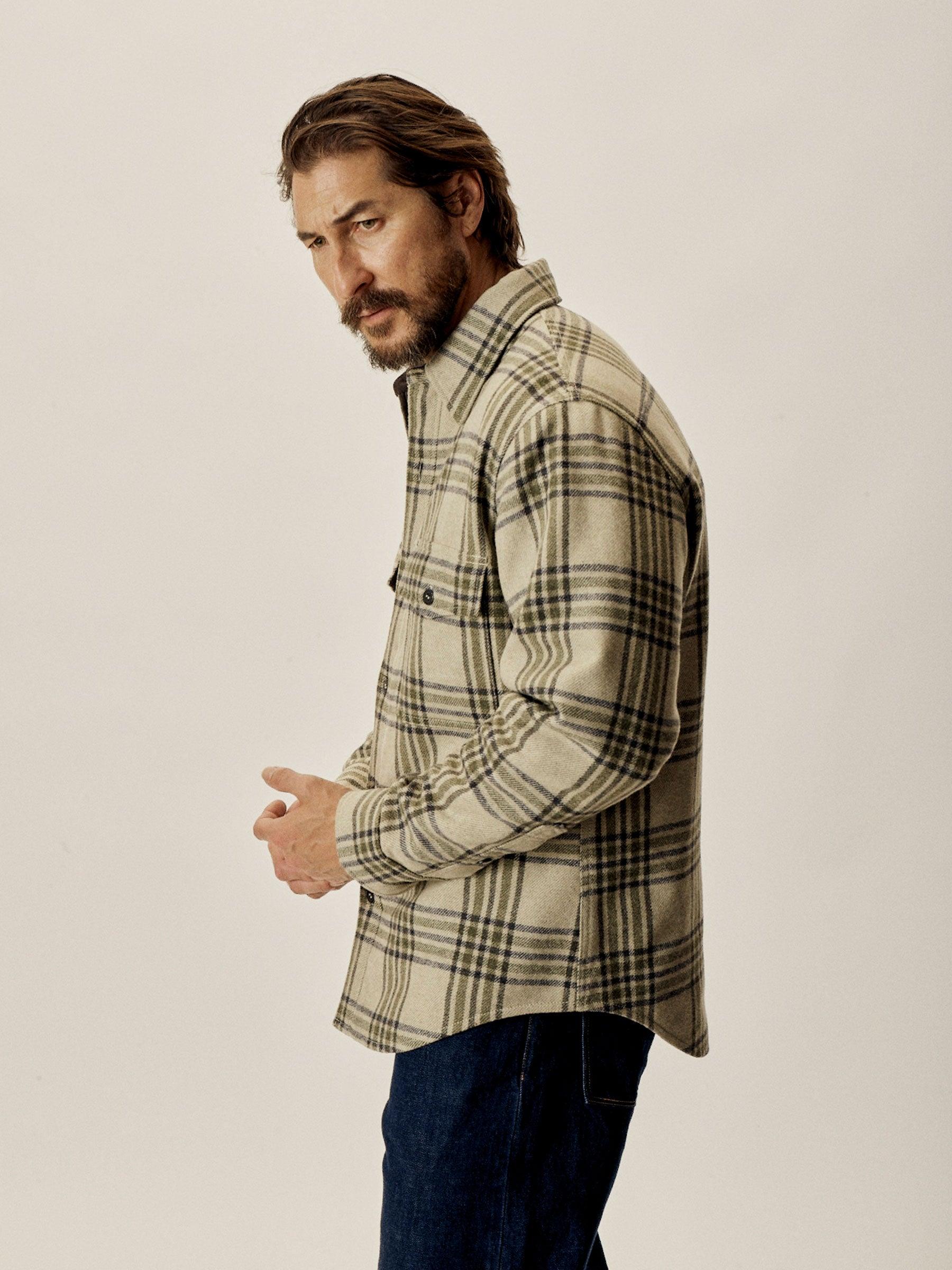 Khaki/Olive Wool Plaid CPO Jacket Product Image