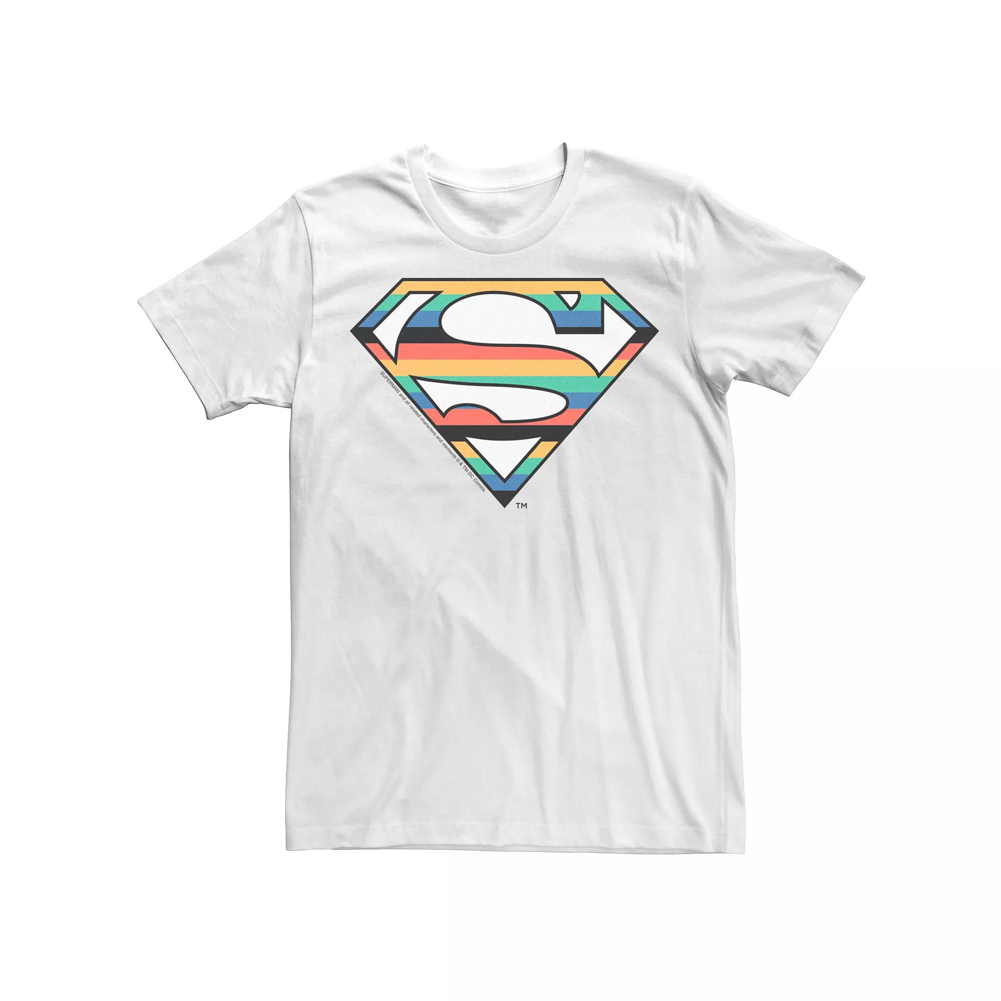 Men's DC Comics Superman Multi Color Logo Graphic Tee, Size: Large, White Product Image