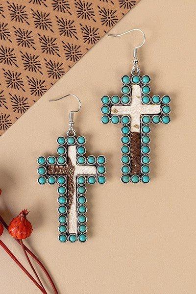 Encased Cross Earrings- 3 Colors Product Image