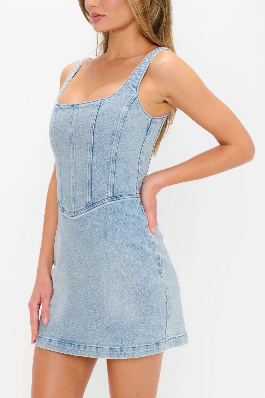 Corset Denim Mini Dress Product Image
