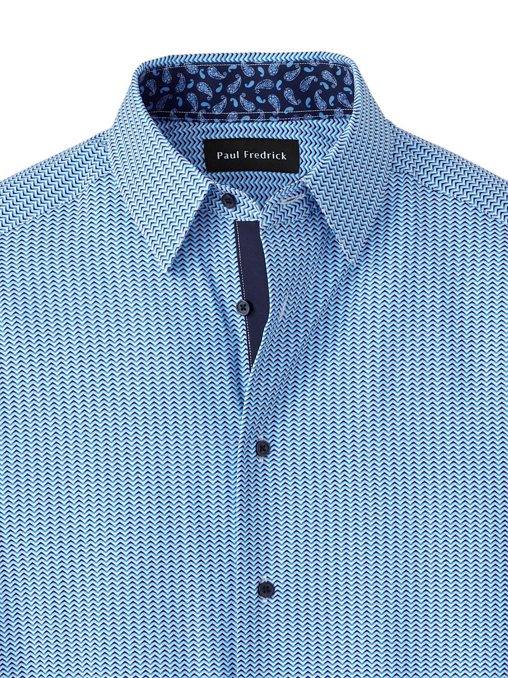 Performance Stretch Chevron Stripe Casual Shirt - Blue Product Image