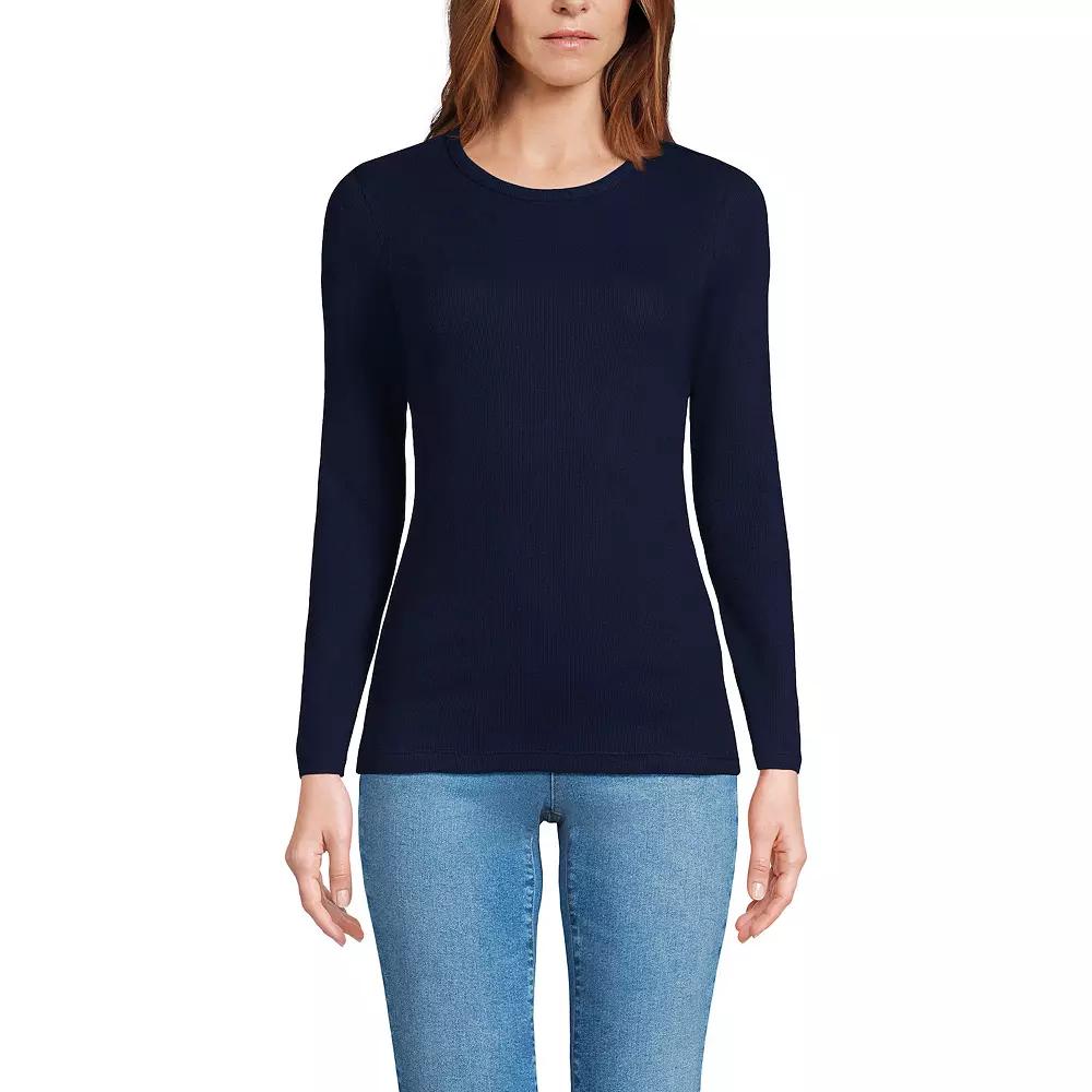 Women's Tall Lands' End Long Sleeve Micro Rib Tee,  Product Image