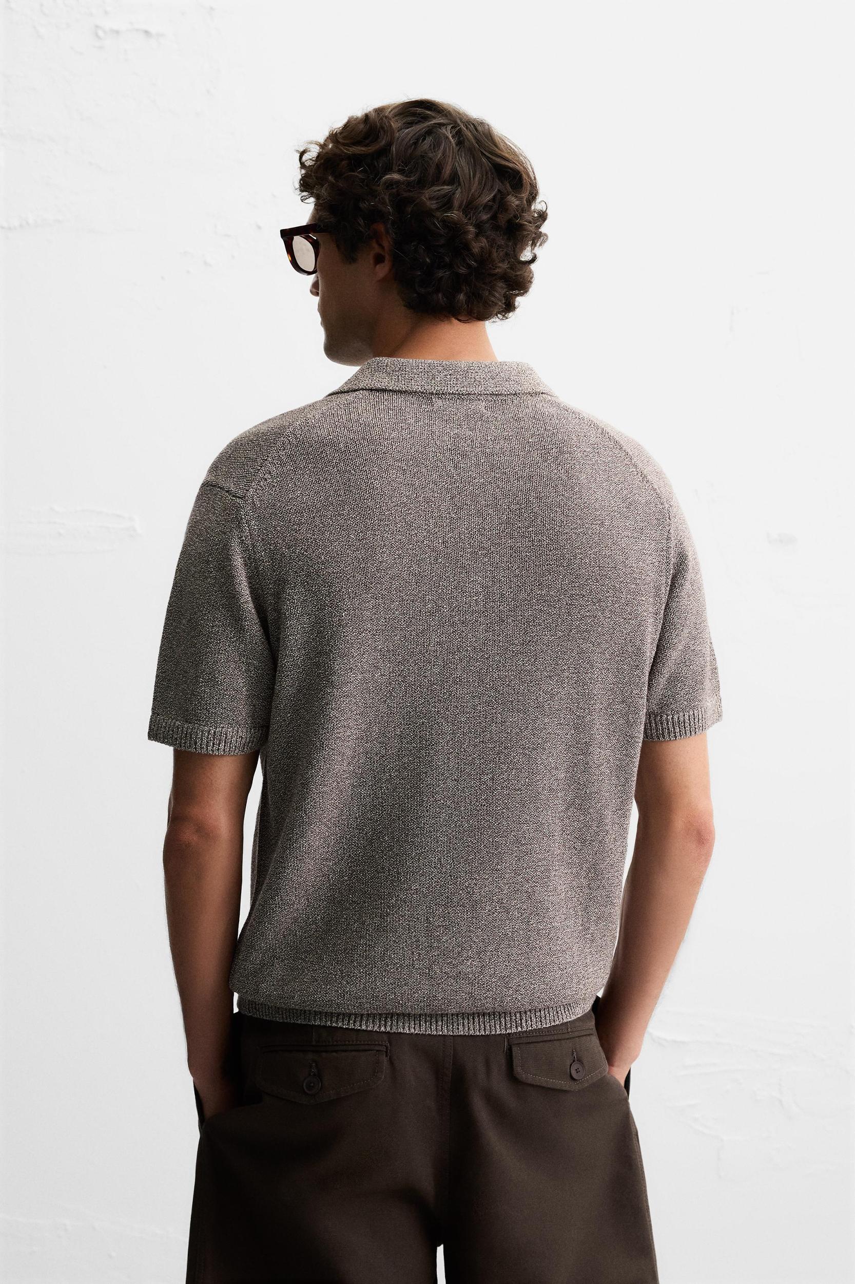 CONTRAST TEXTURED KNIT POLO SHIRT Product Image