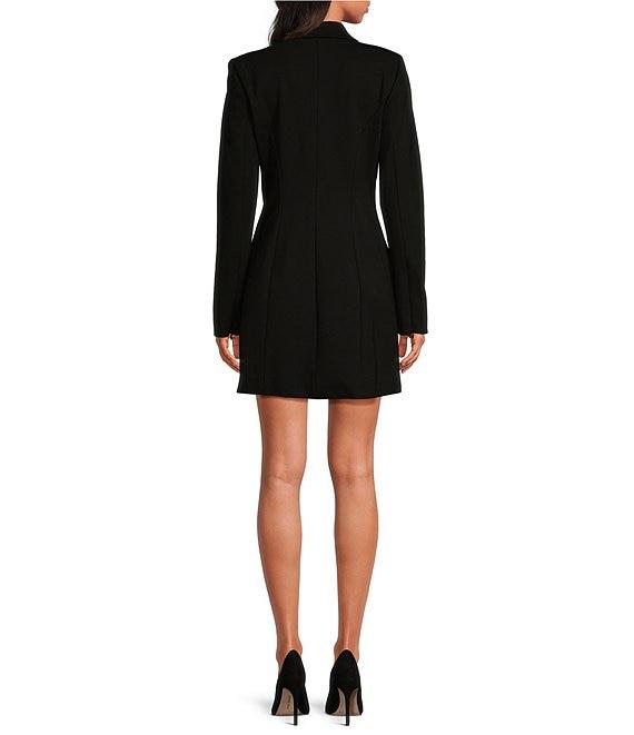 Good American Ponte Notch Collar Long Sleeve Embellished Blazer Dress Product Image
