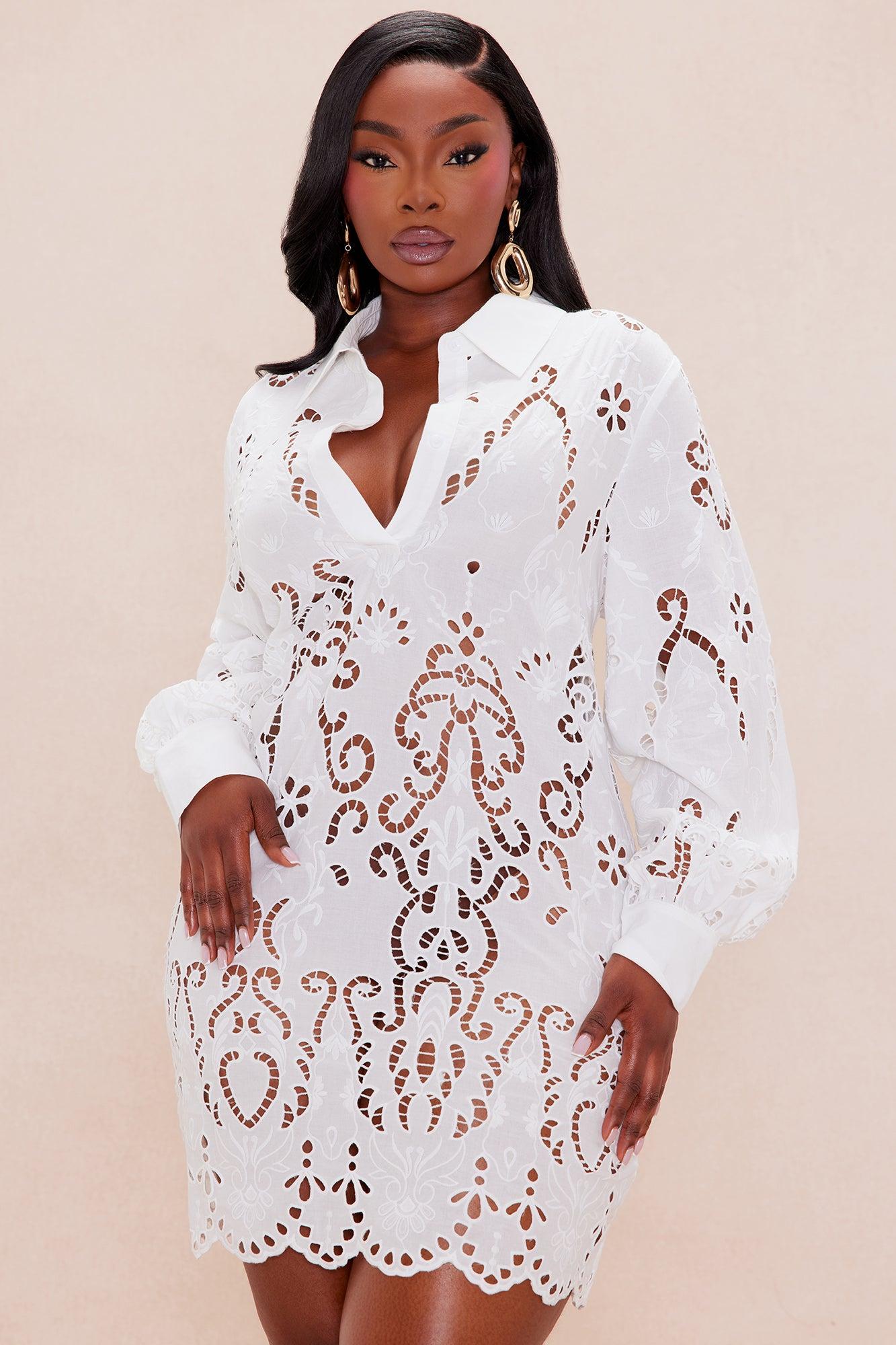 Gracie Embroidered Tunic Dress - White Female Product Image