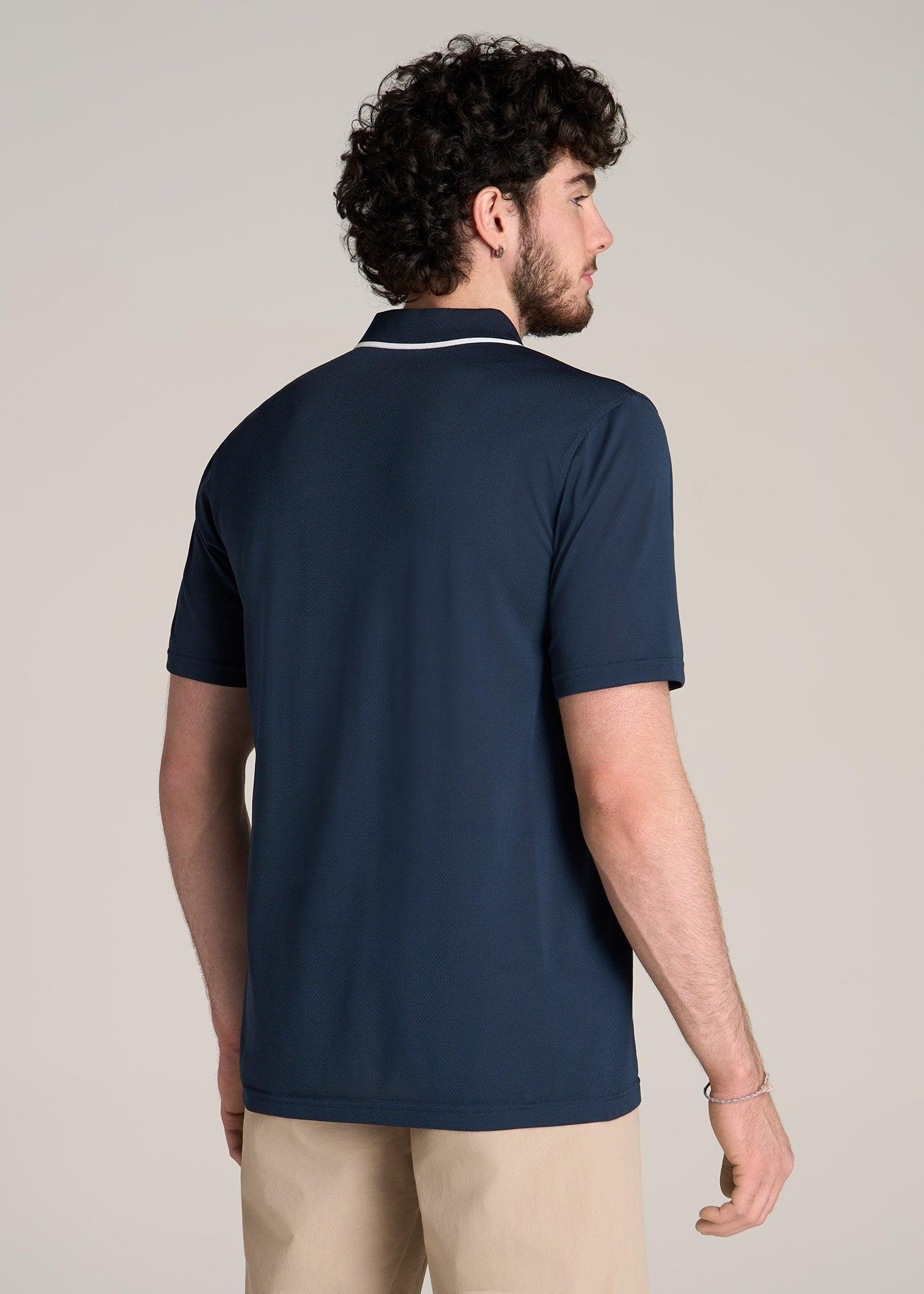 A.T. Performance Tipped Golf Polo for Tall Men in Bright Navy Male Product Image