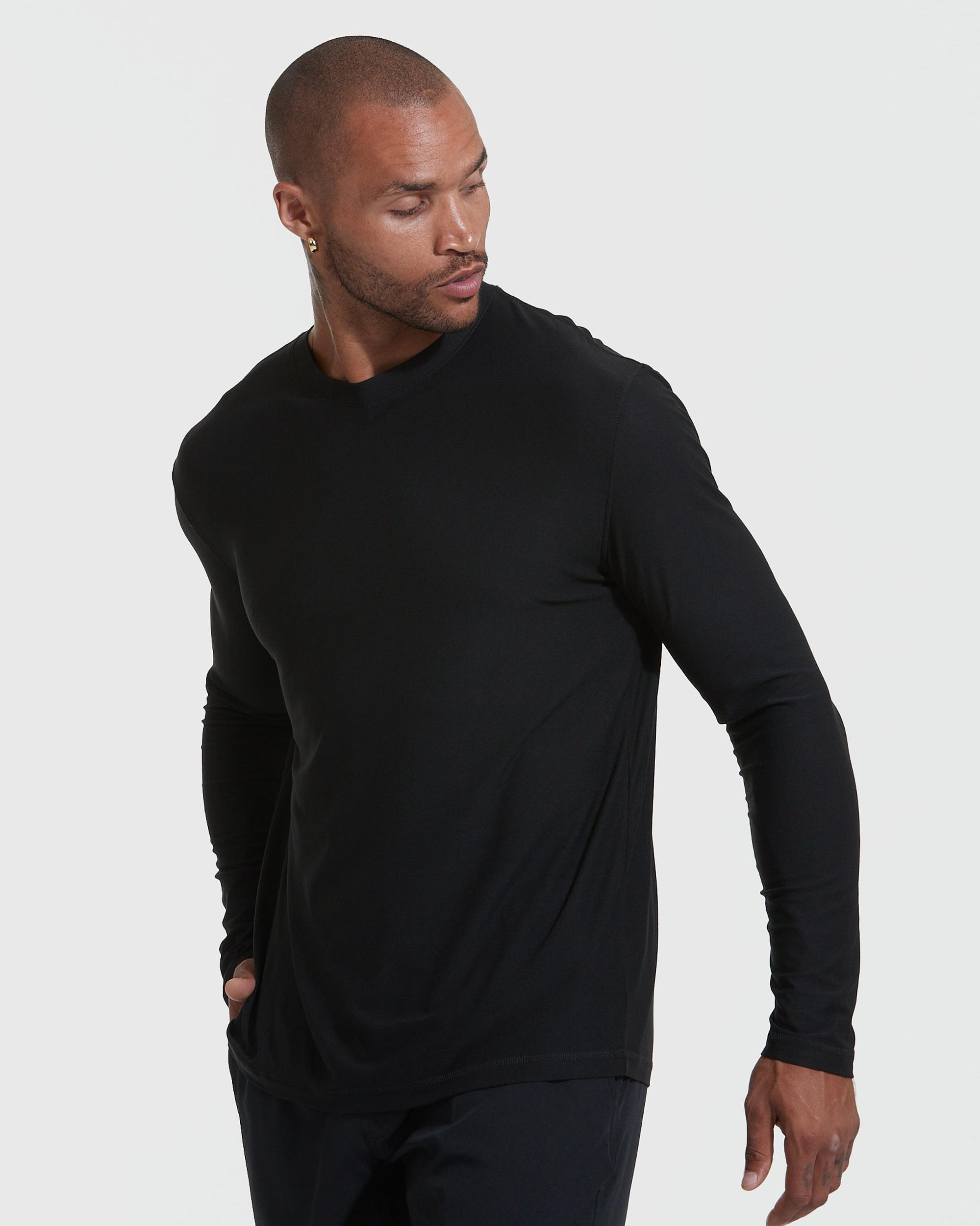 Black Active Long Sleeve Crew Neck T-Shirt Product Image