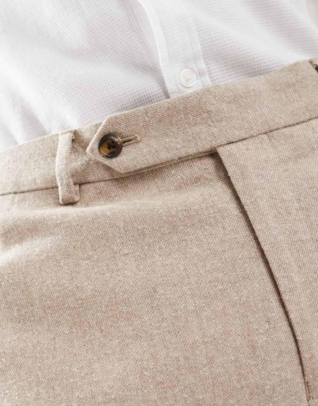 ASOS DESIGN smart tapered fit wool mix pants in stone Product Image