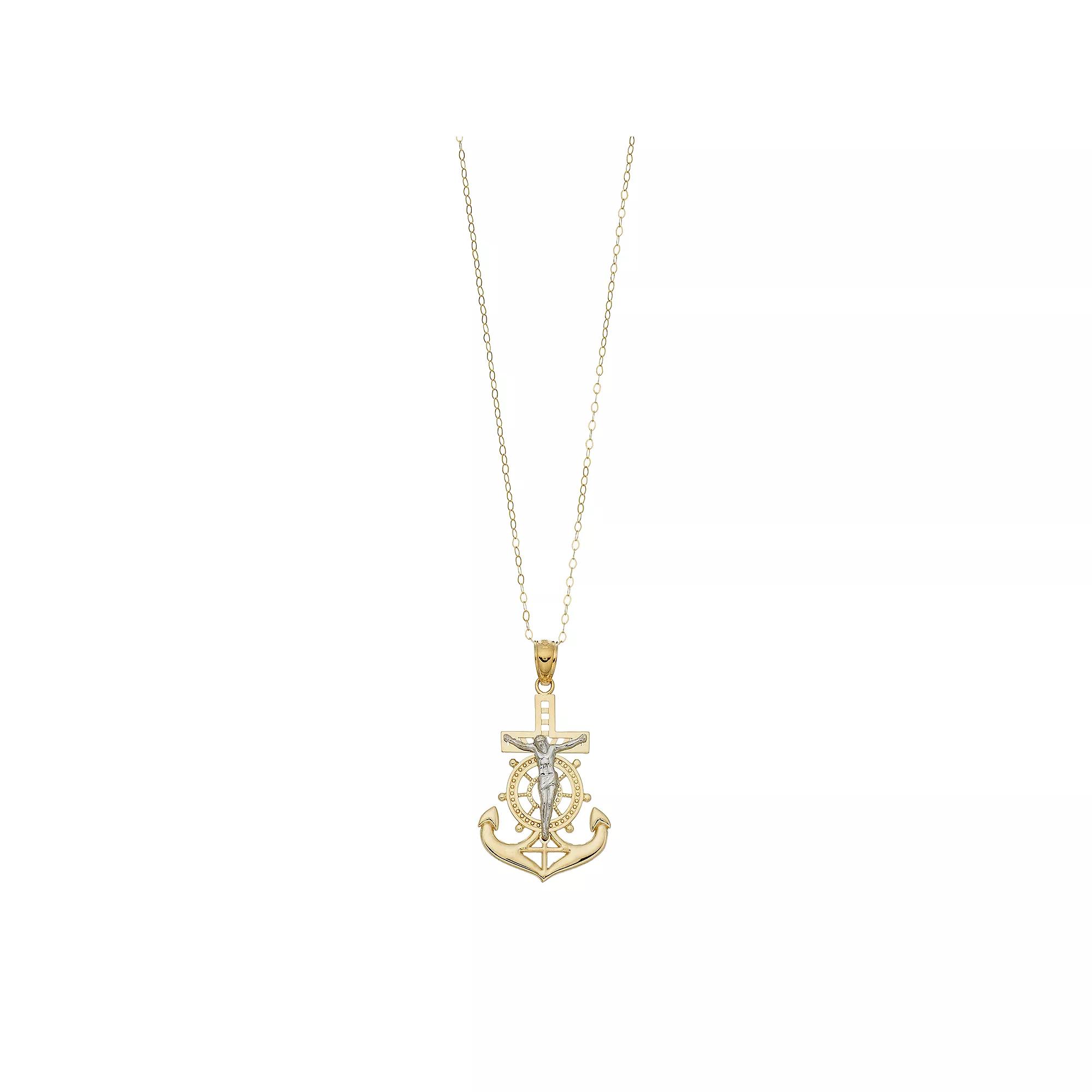 10k Gold Mariner Crucifix Pendant Necklace, Women's, Size: 18" Product Image