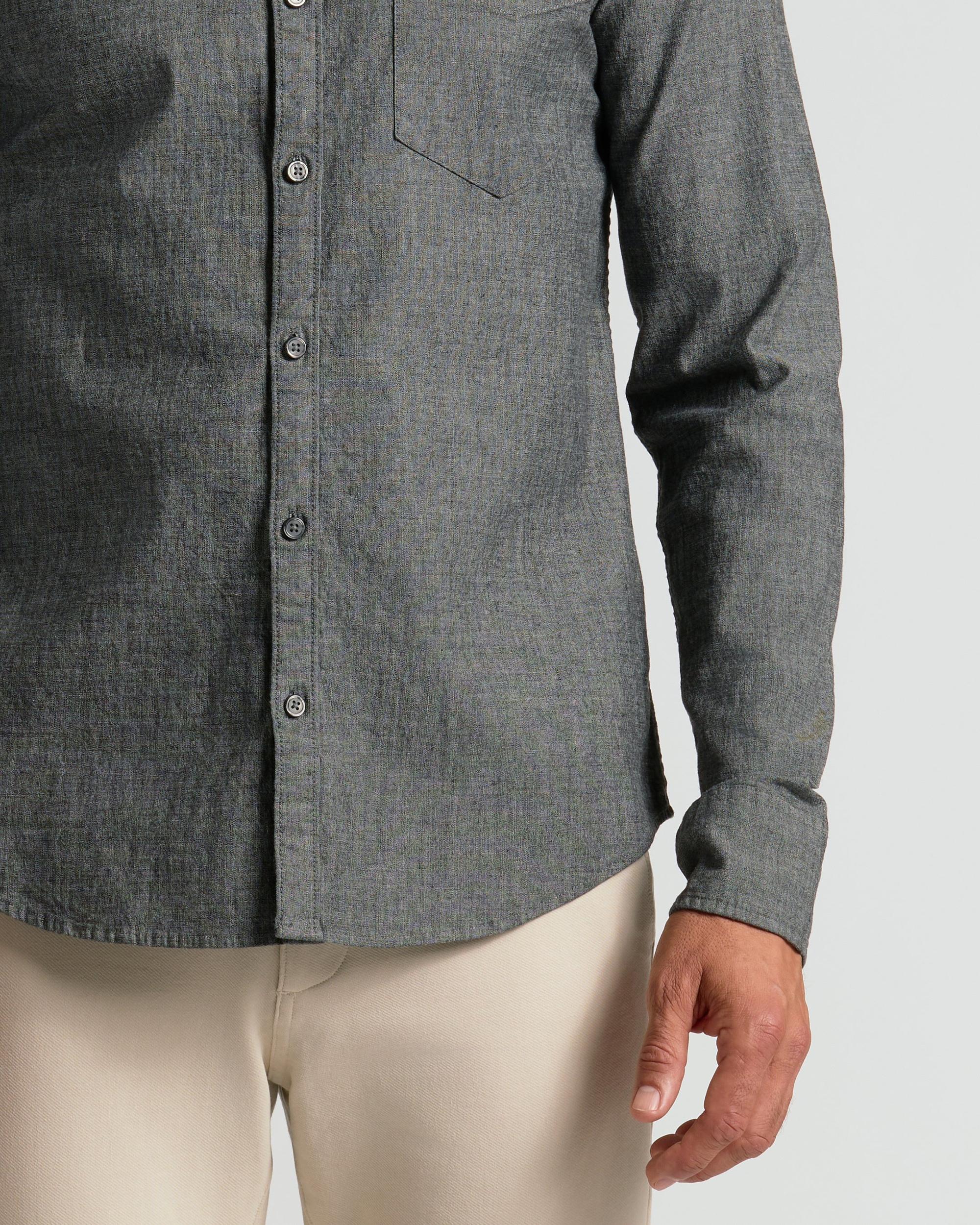 Black Wash Long Sleeve Chambray Shirt Product Image