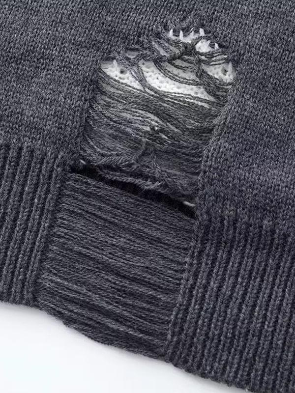 Men's Frayed Star Tattered Design Sweater Product Image