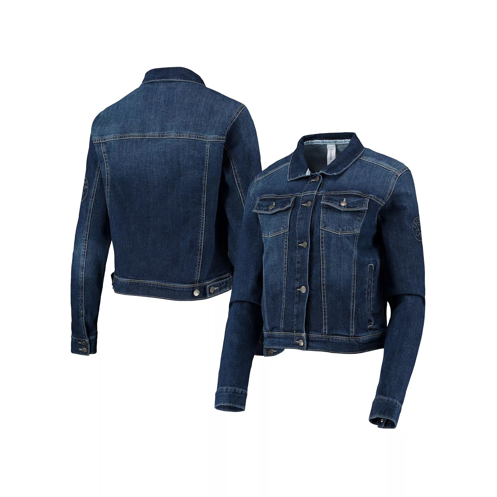 Women's Lusso Blue Boston Celtics Georgie Crystals Button-Up Denim Jacket,  Product Image