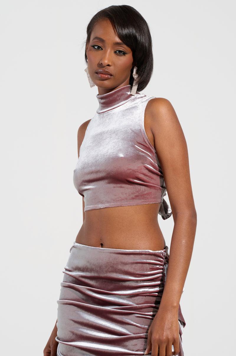 FLAUNT IT VELVET MOCK NECK BLOUSE Product Image